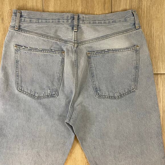 AGOLDE 90s Pinch Waist Jeans Women’s 31 High Rise Organic Light Wash Raw Hem - Picture 11 of 13